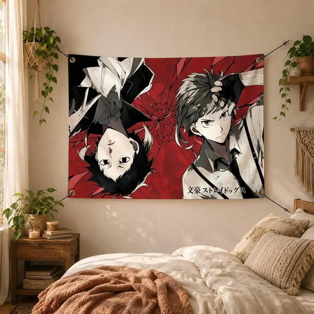 Anime Action Bungo Stray Dogs Series Flags Decorative Flag Banner for Outdoor Garden Yard Camping Party Home Wall Hanging Decor
