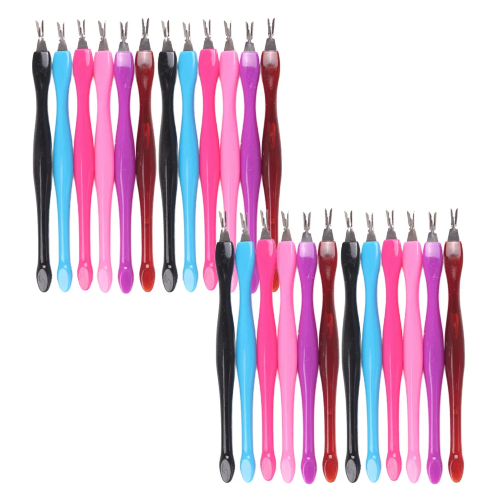 48개입 각질 제거 도구 V자형 큐티클 푸셔 네일 아트 매니큐어용 각질 제거 포크 스테인리스 스틸 플라스틱 네일