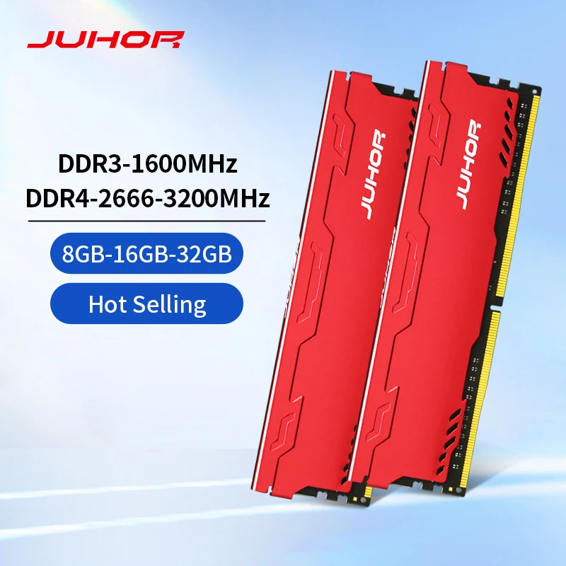 JUHOR DDR4 Ram 16GB 8GB 32GB 2666MHz 3200MHz DDR3 8GB 1600MHz DIMM Desktop Memory New Memoria Rams With HeatSink