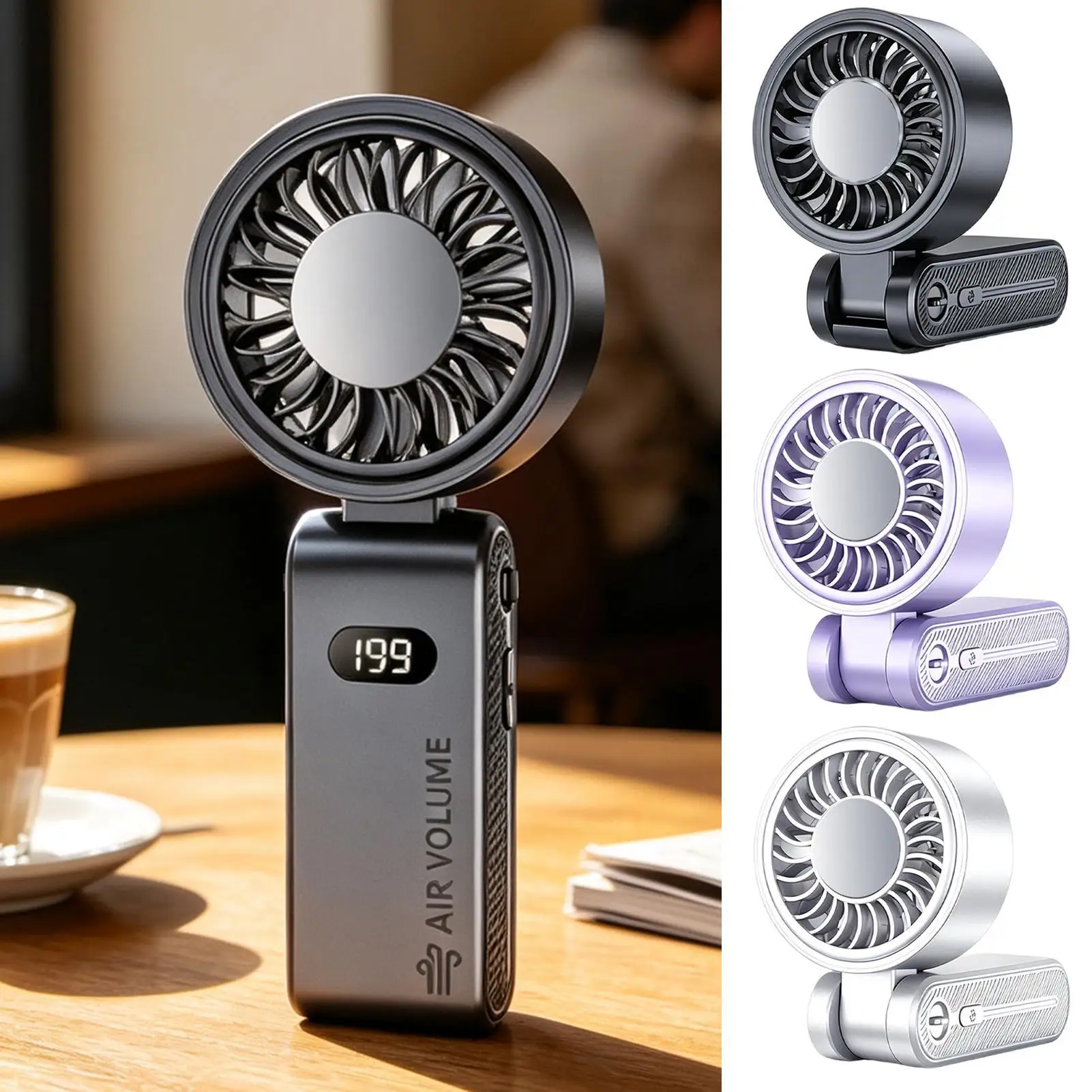 Handheld Fan Rechargeable Foldable Powerful Cooling Gadgets With LED Display Portable Fan For Cruise Trip Beach Camping Outdoor