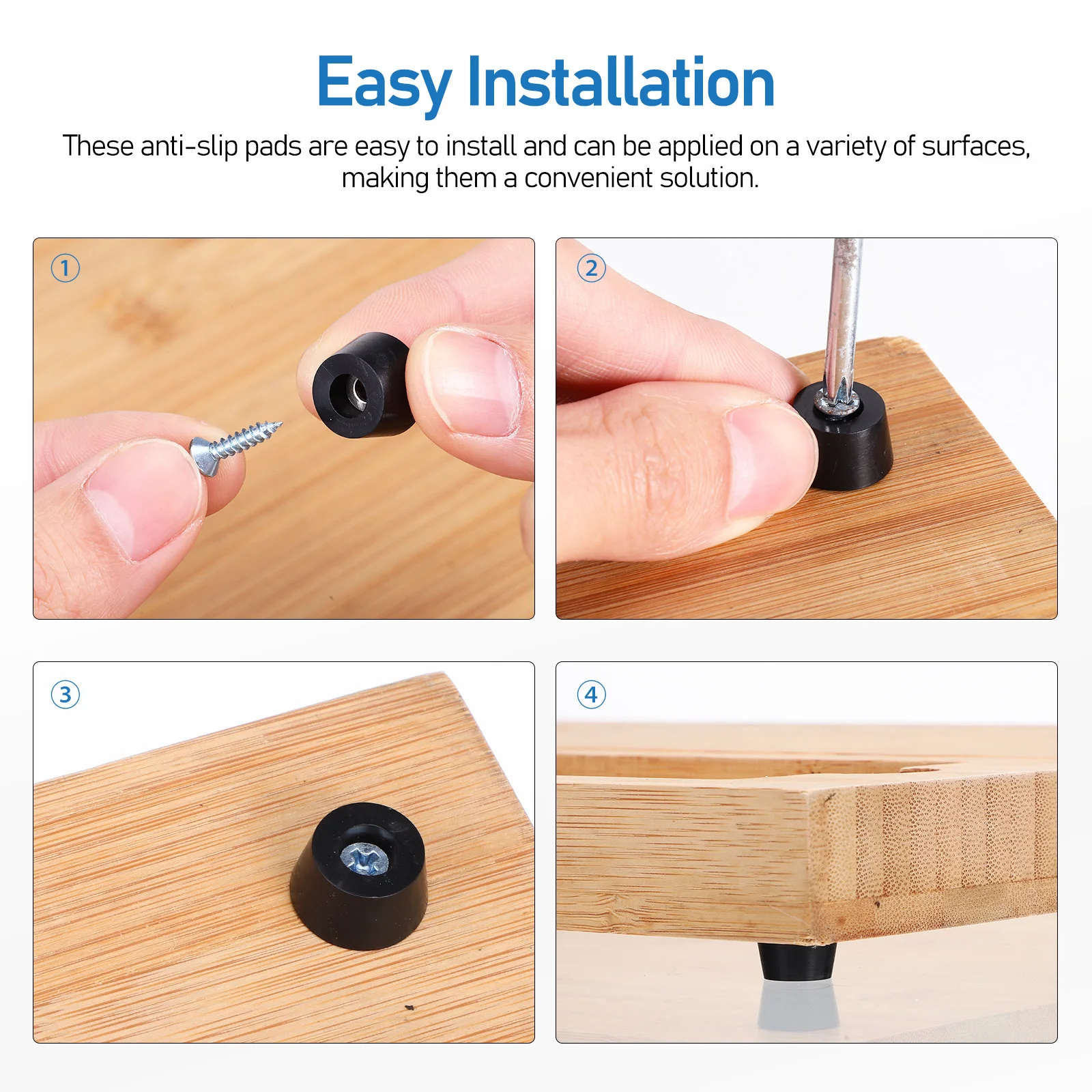 

120 Pcs Small Plastic Feet for Furniture Cutting Board Chair Table Leg Pads Non Skid Floor Protectors PVC Shock Absorber