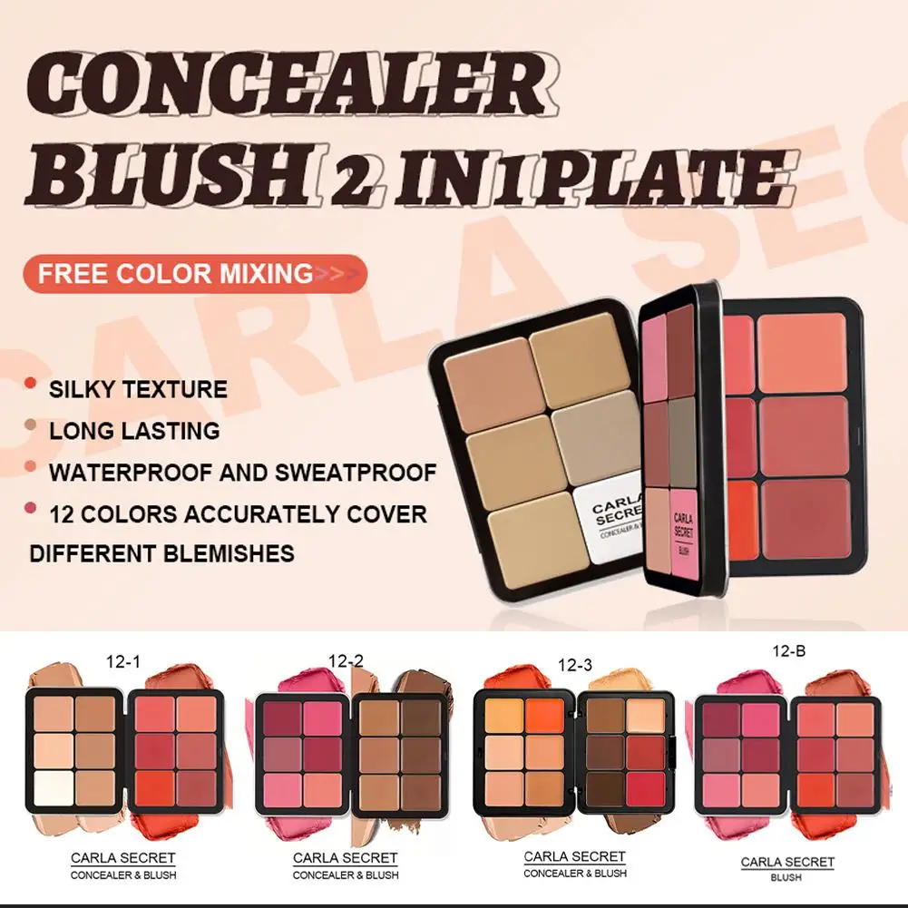 Metal Blush Palette for Women Girls Multi-Colored Blush Powder Blushing Berry Facial Makeup Palettes Contour Kit 12 Colors