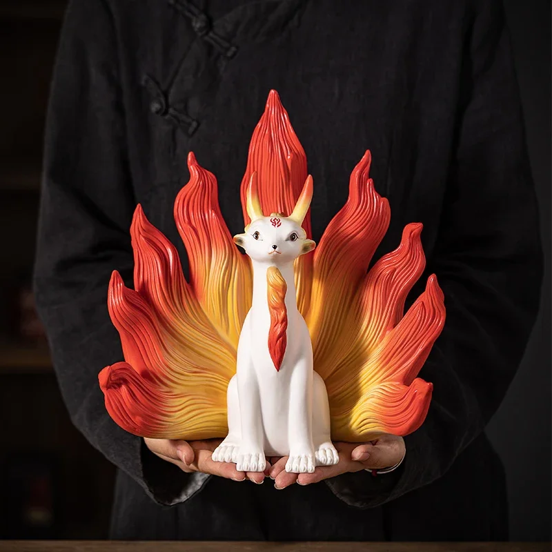

Kyubi No Youko Fox Ceramic Ornaments Cartoon Animal Crafts Creative Home Decoration Ornaments Living Room Decoration Accessories