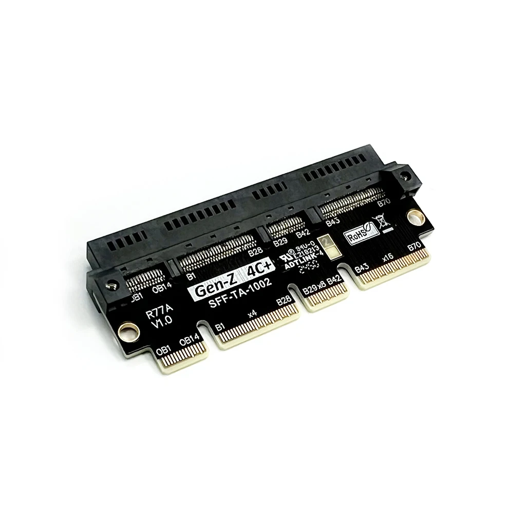 بطاقة محول PCIe5.0 x16 إلى Gen-Z 4C+/SFF-TA-1002 EDSFF بطاقة اختبار وحماية مرتفعة تدعم Gen5 PCI-E 5.0 512Gbps