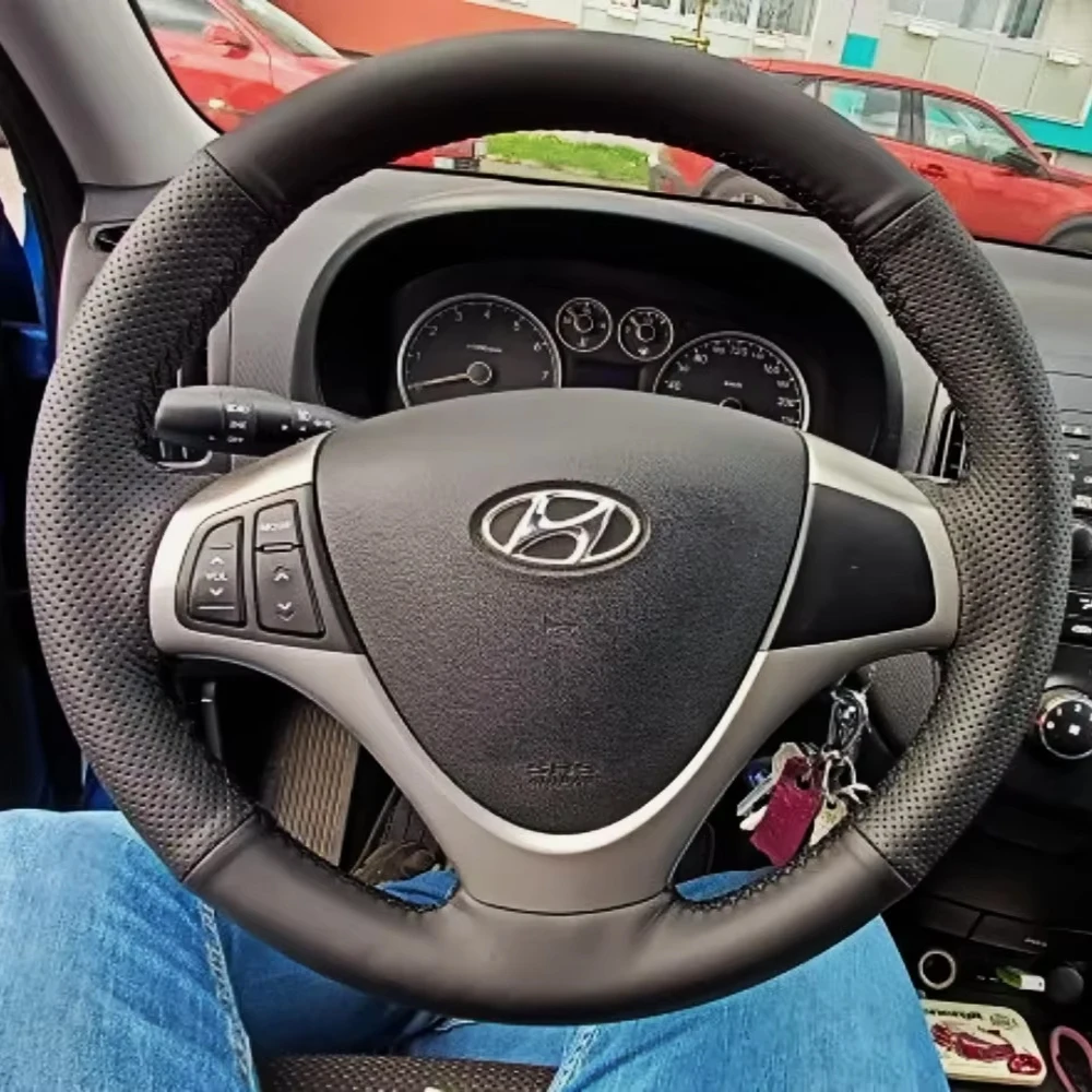 Customized Car Steering Wheel Braid Cover Hand Sewing Microfiber Leather For Hyundai I30 2008 2009 2010 FD Auto Accessories