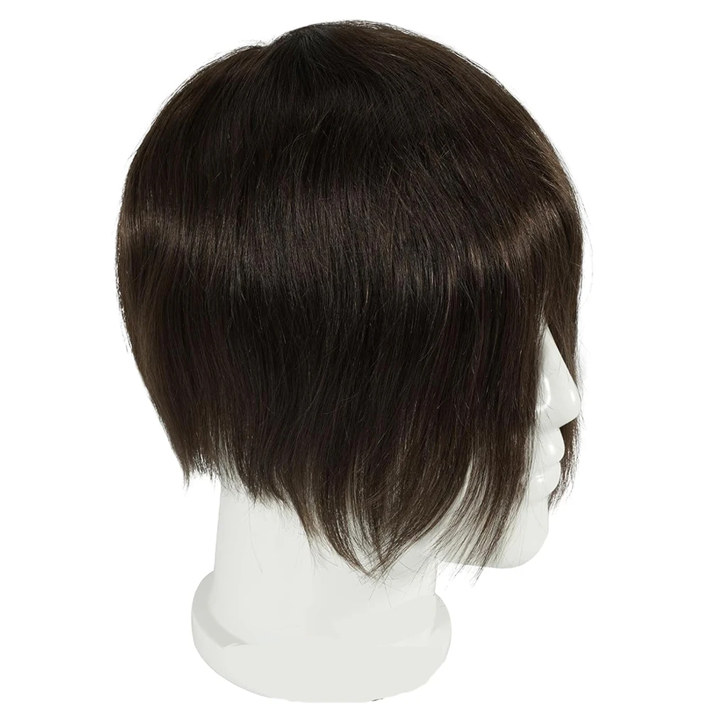 Super Ultra บางผิว 0.03 มม.V-looped Mens Toupee ผมมนุษย์สีน้ําตาลตรวจไม่พบเส้นผมธรรมชาติ Prosthesi Capillary System