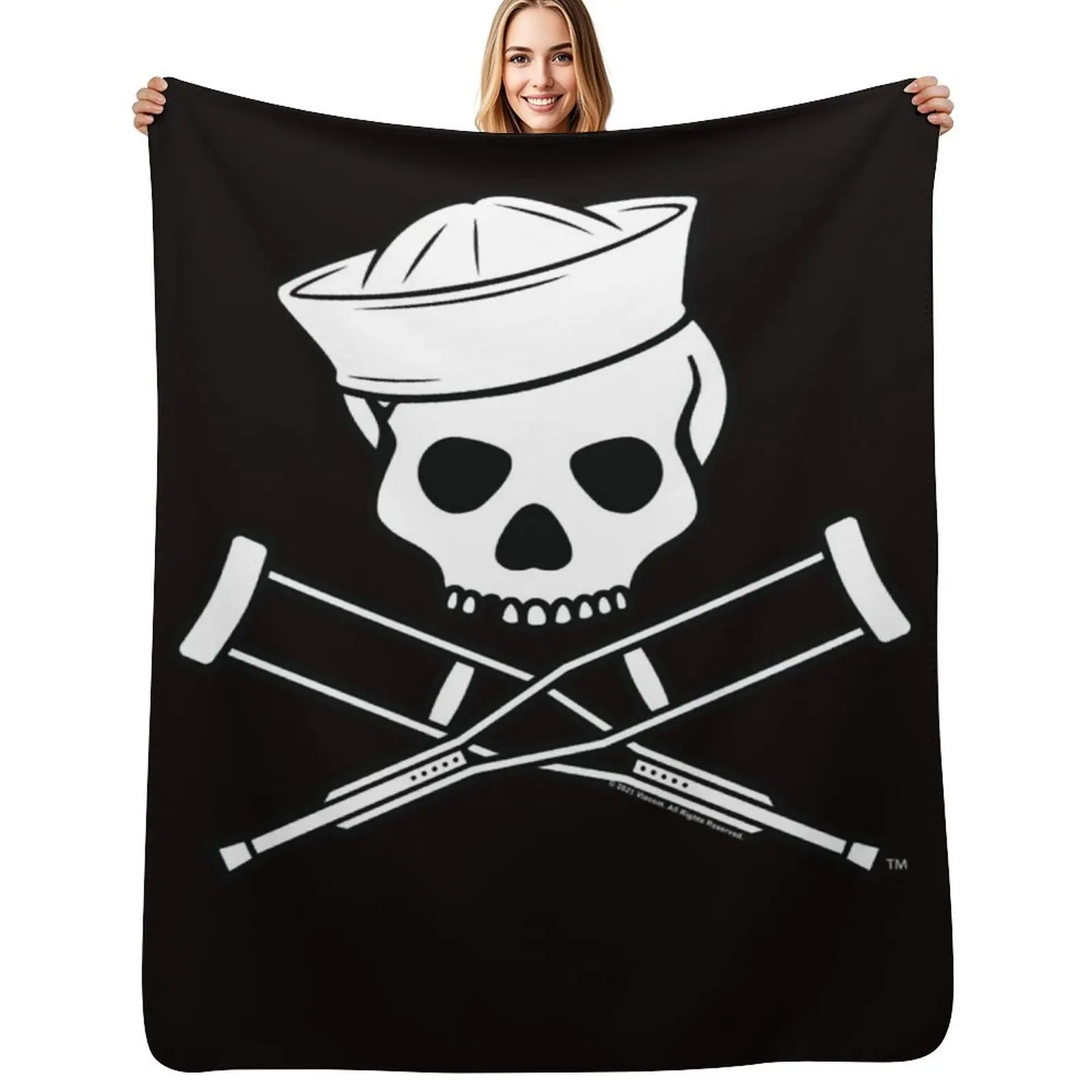Jackass Sailor Skull And Crutches Logo Throw Blanket Soft Bedroom Blanket for Night Sleeping