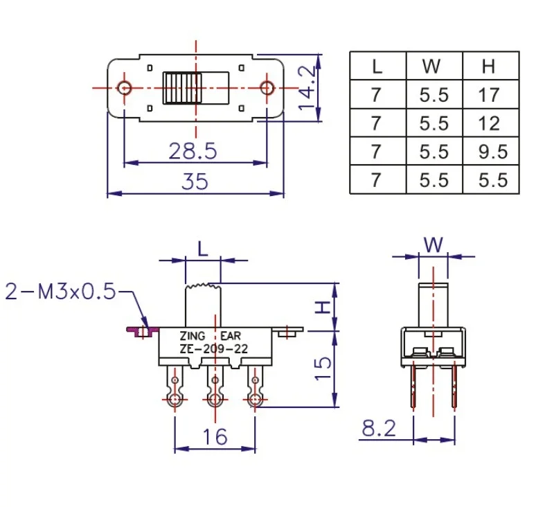 Omgekeerde Richting 6 Pin Schakelaar ZE-209-22 Vervangt SL13B Voor Plafond Ventilator 3A 250VAC Of 6A 125VAC