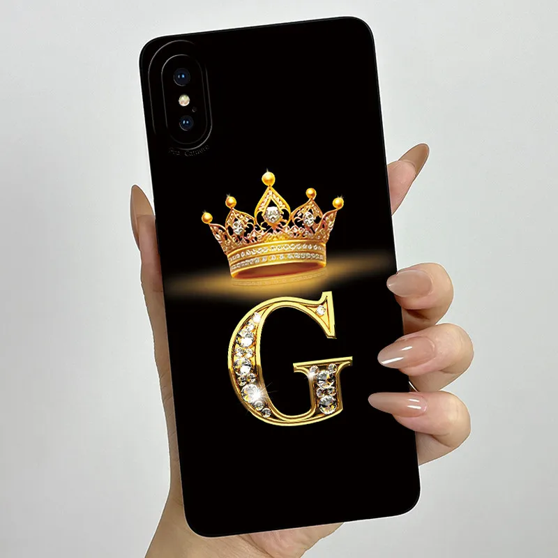 สำหรับไอโฟน เอ็กซ์เอส แม็กซ์/ไอโฟน เอ็กซ์/ไอโฟน เอ็กซ์เอส/ไอโฟน เอ็กซ์อาร์เคสโทรศัพท์คู่รักตัวอักษรเริ่มต้นแบบแฟชั่นเคสซิลิโคน TPU แบบนิ่ม