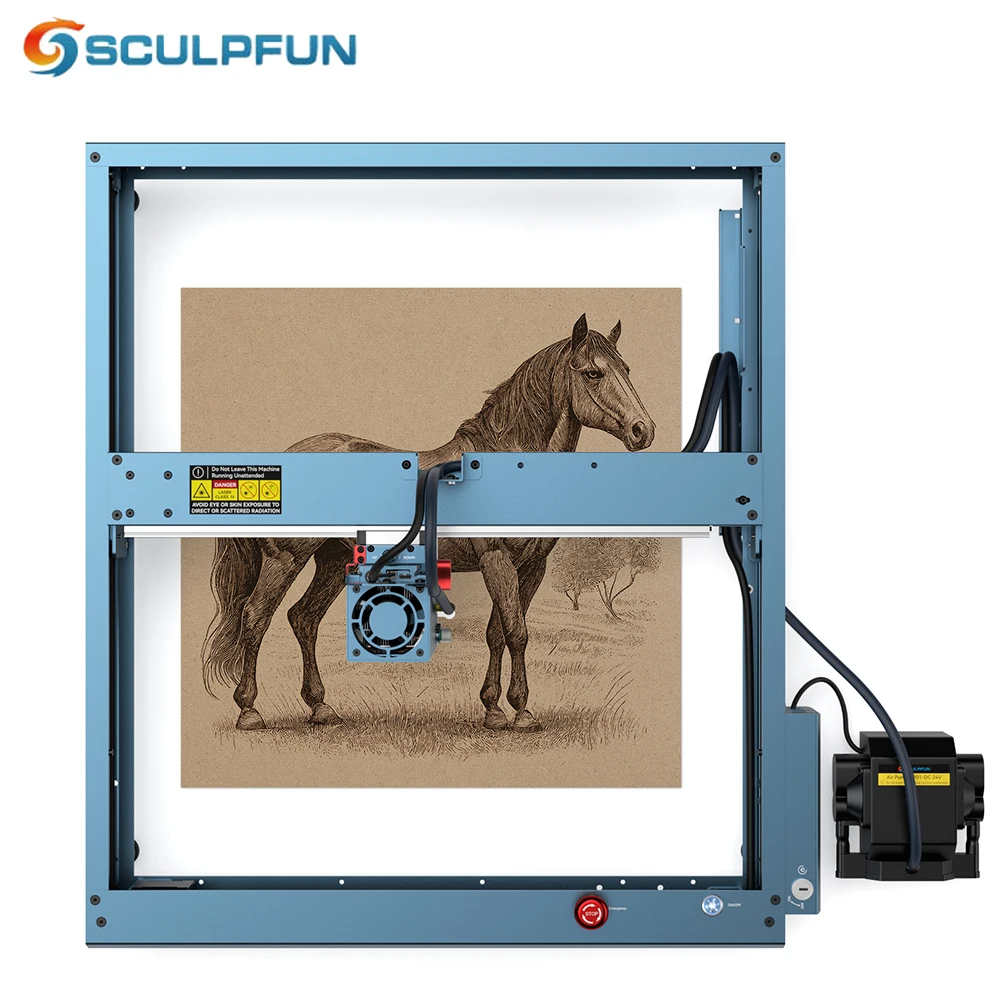 Sculpfun SF-A9 40W Laser Engraving Machine Ultra-fine Laser Spot Beam Multiple Connection Modes With Fan Control 400x400mm Area