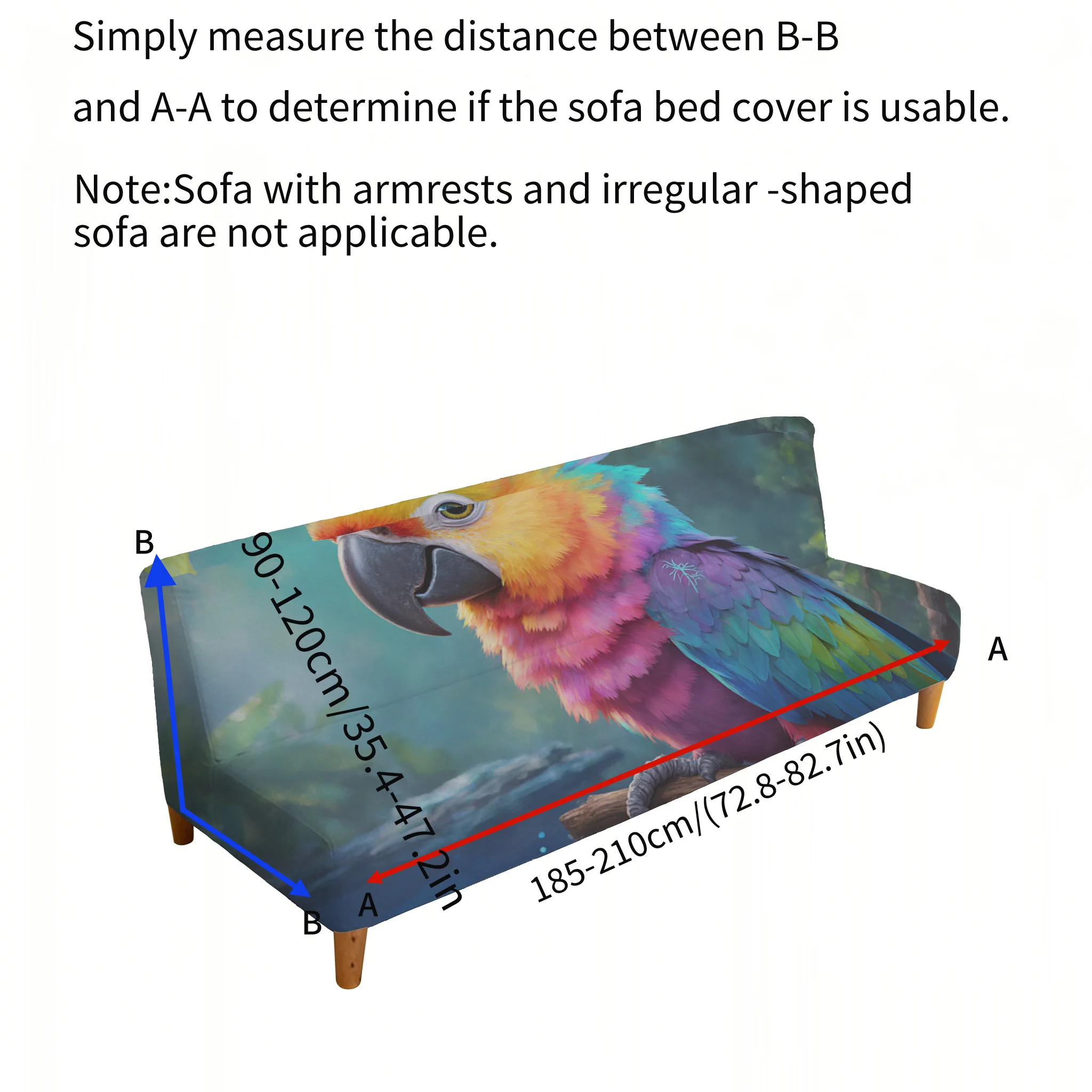 All-inclusive elastic anti-grab sofa bed cover, colored parrot sofa bed cover, easy installation, machine washable