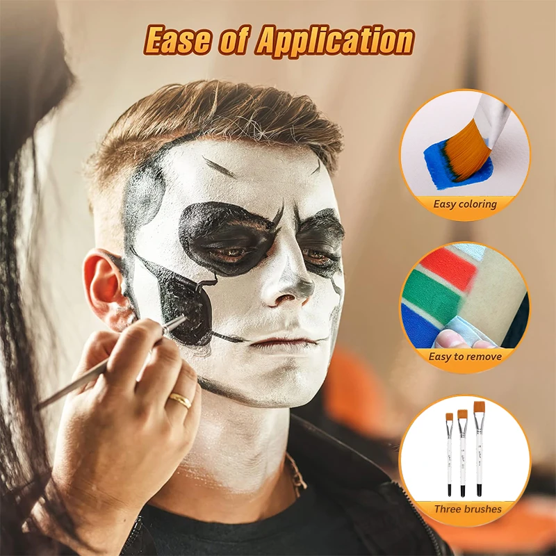 لوحة رسم للوجه والجسم 30 جرام، غير سامة وآمنة أحادية اللون تعتمد على الوجه والجسم، مكياج للحفلات التنكرية، مهرجان الهالوين #3