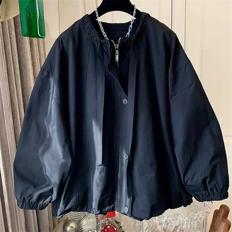 

Korean New Fashion Autumn Temperament Trench Coat Women's 2025 Short Coat Windbreaker Casual Loose Outerwear Female Overcoat