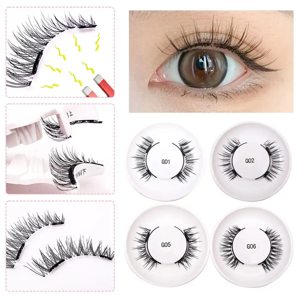 1 par de pestañas postizas 3D magnéticas naturales con Clip magnético reutilizable sin pegamento Kit de pestañas postizas extensión herramienta de maquillaje barata