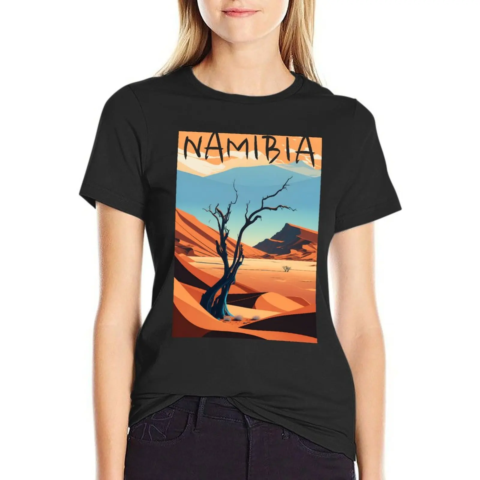 Namibia Deadvlei desert gift T-shirt Aesthetic clothing summer top tees tops for Women