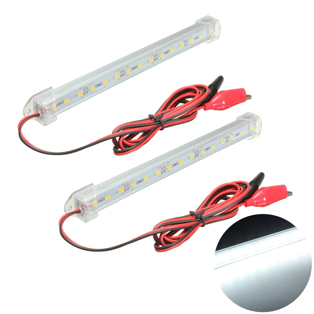 2pcs 12V 15 LED White Car Interior LED Light Strip Bar Lamp for Van Bus Caravan Lorry Camper Boat car light strip bar