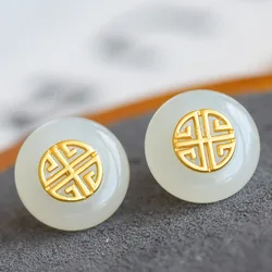 Luxury Jade Drop Earrings For Lady Jewelry Temperament Earrings Silver 925 Needle Piercing Accessories Women Party Accessories