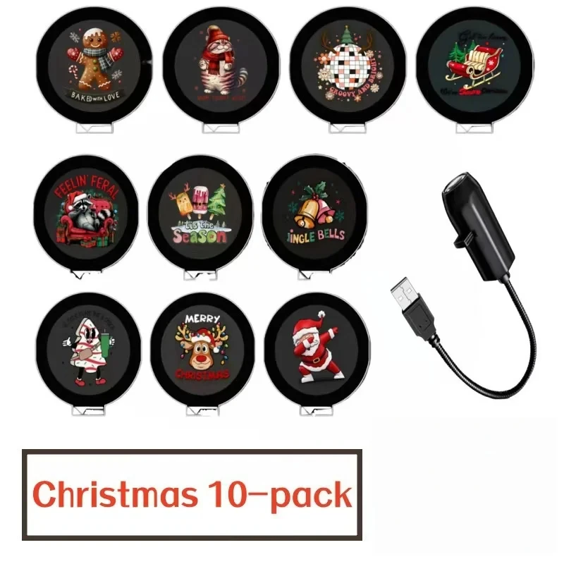 Kerst LED-projectorlamp met 3/6/24 verschillende projectiepatronen – instelbare kerstman- en kerstboomprojectie, nachtlampje voor kerstdecoratie.