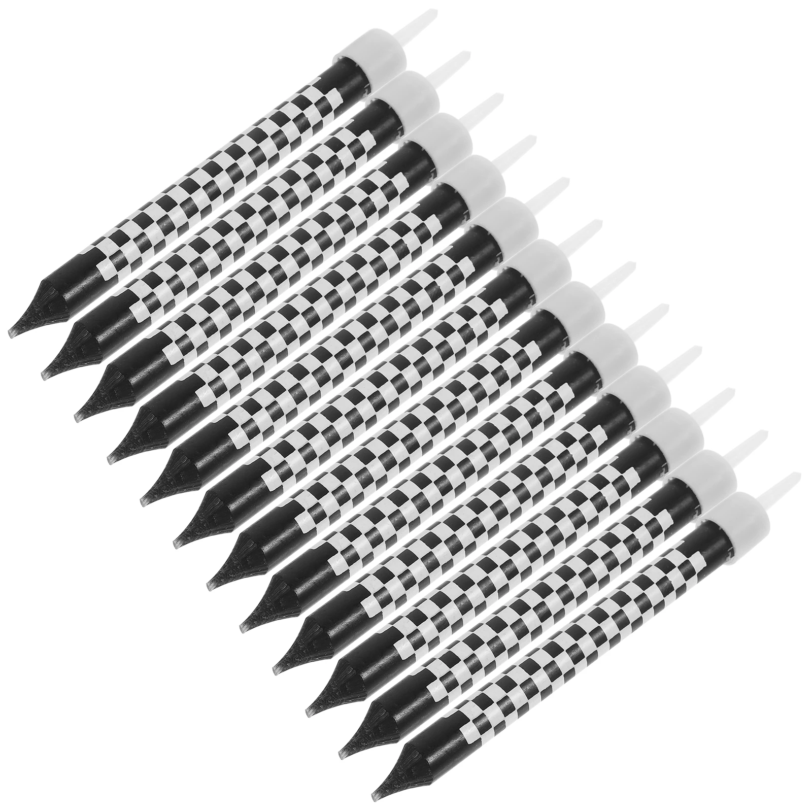 

12pcs Black Checkered Birthday Candles Paraffin Cake Decor Stable Non Deform Party Wedding Baby Shower Celebrations