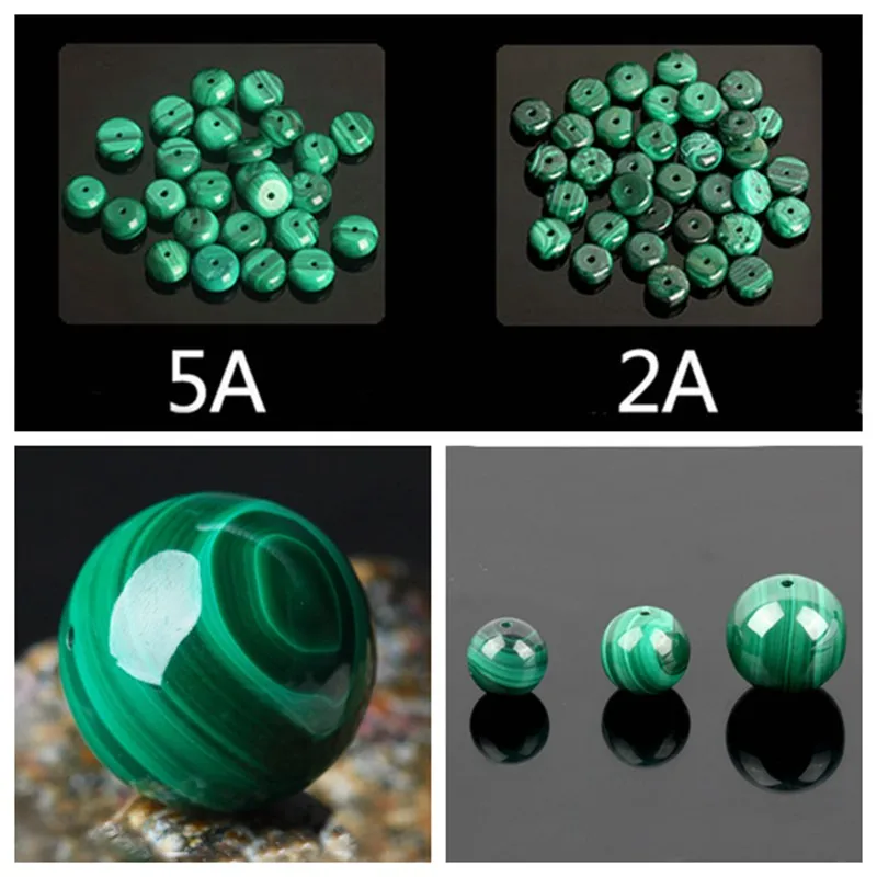 Natural Malachite Stone Smooth Round Shape Loose Beads High Quality 6/8/10/12/14/16/18/20mm DIY Jewelry Accessories 1 Pcs yw53