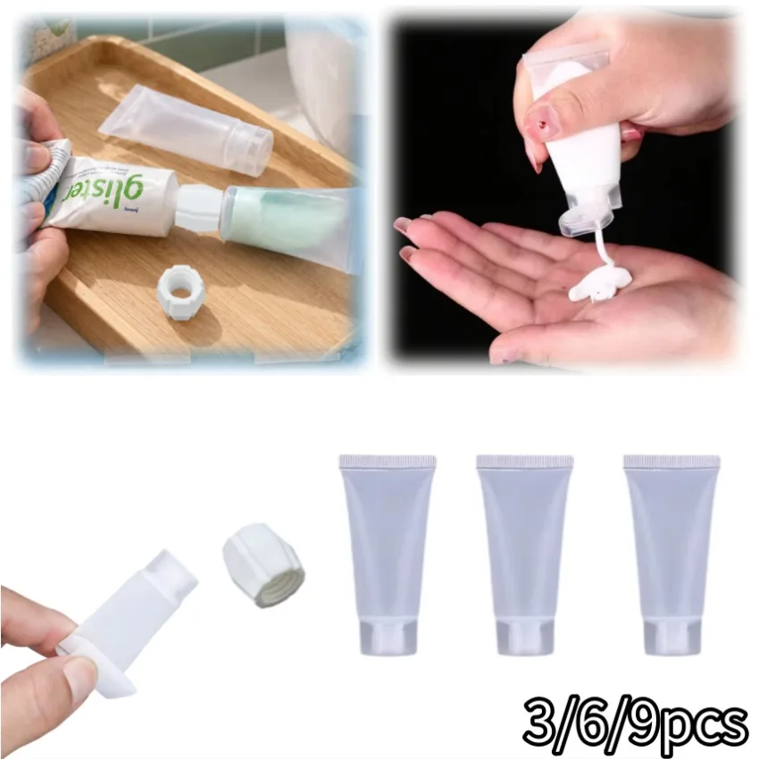 20ml Travel Bottles with Adapters Toothpaste Squeezer Adapter Leak-Proof Toiletry Set Portable Refillable Empty Bottle Carry-On