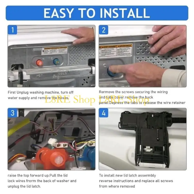 L8RE غسالة غسالة مفتاح قفل استبدال لـ W10838613VP W11253733 MVWX655DW1 ATW4675EW0 غسالة ملابس الغسالة.