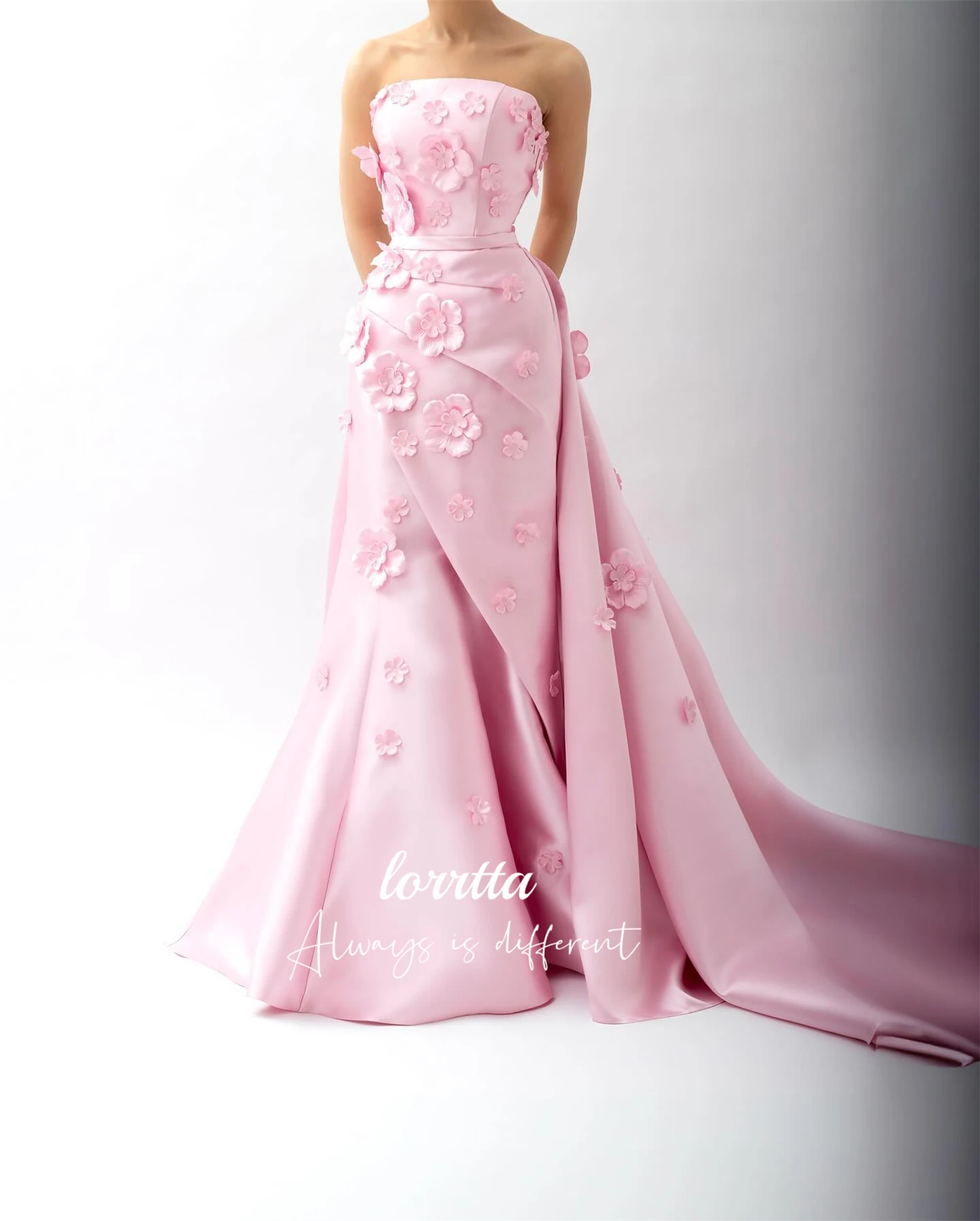 Lorrtta mulher de luxo vestido de noite feminino 3d flores rosa elegante vestidos de festa 2024 baile de formatura casamento sharon feliz فساتmavera