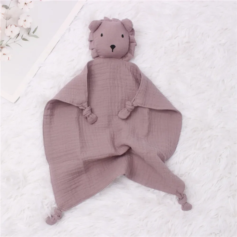 Soft Cotton Baby Comforter Blanket Lion Shaped Newborn Sleeping Dolls Toy Kids Newborn Soothe Appease Towel Bibs