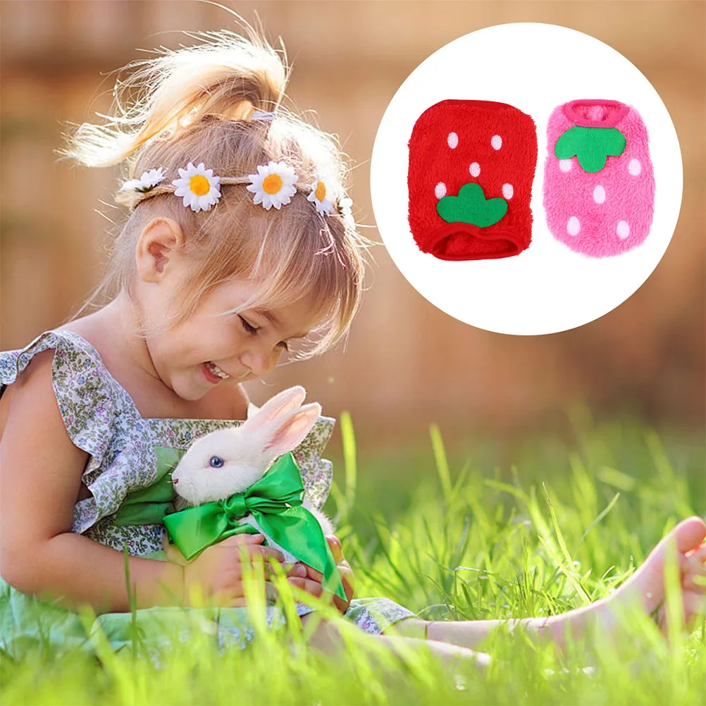 

2Pcs Strawberry Warm Breathable Pet Apparel Small Decorative Puppy Apparel Rabbit Winter Pet Dog Clothes Sweater Dog Clothes