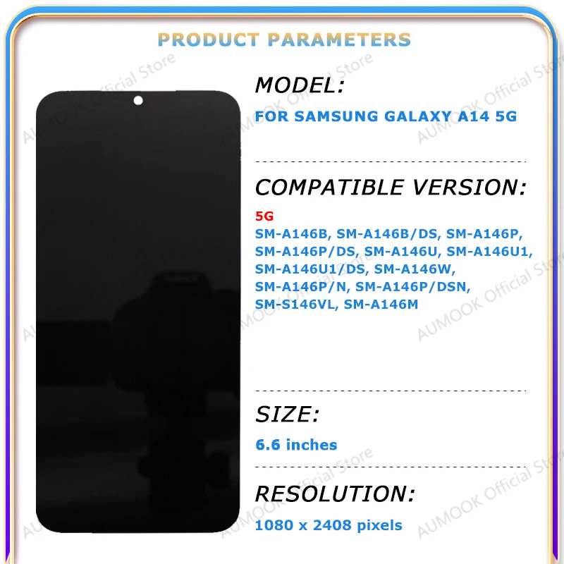 6.6 "PLS LCD do Samsung Galaxy A14 5G A146P A146U A146B wyświetlacz LCD ekran dotykowy Digitizer montaż Panel LCD wymień części — zdjęcie produktu 2