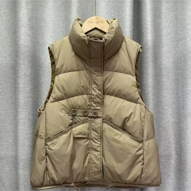 Three Button Decoration Women's Down Vest 2024 New Lightweight and Loose Small Fashionable Versatile White Duck Down Warm Jacket