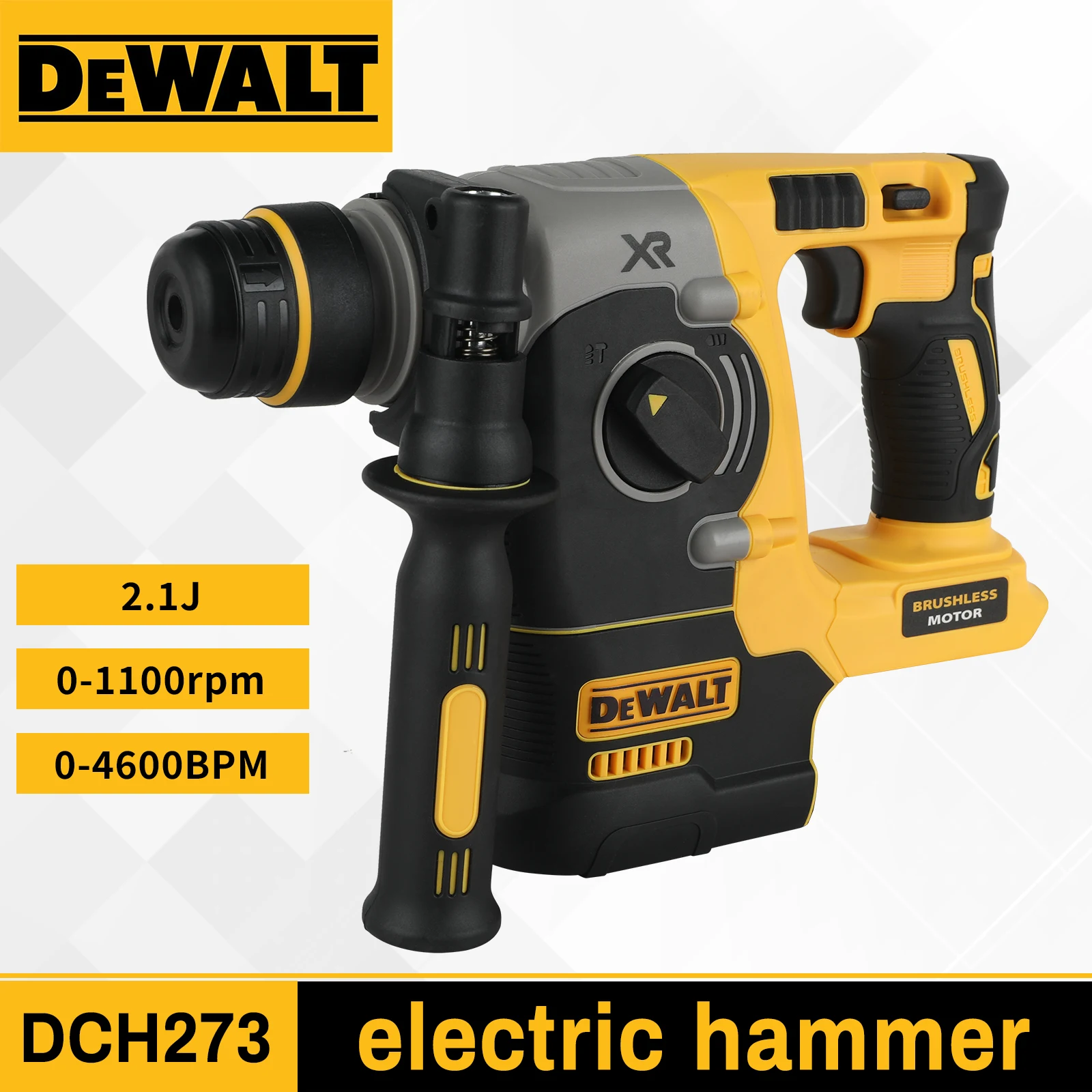 

DEWALT DCH273 20 В 6,0 Ач Бесщеточный перфоратор SDS-Plus 2.1J 360 ° Ручка бесступенчатой скорости для сверления бетона