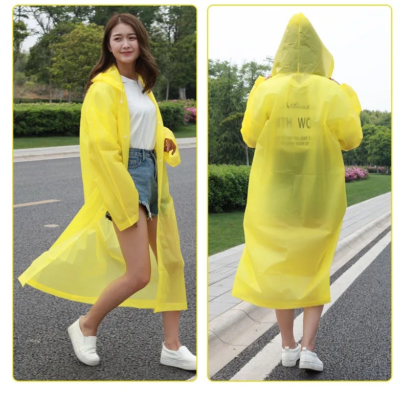 Rain Coats For Women Men  Waterproof Long Eva Adult Pink Grey Blue Raincoat Hiking Work Camp Face Camping