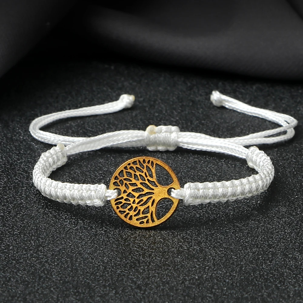 Lucky Life Tree Bracelet Fashion Charm Red Black Line Knotted Handmade Adjustable Bracelets&Bangles Men Women Yoga Jewelry Gifts