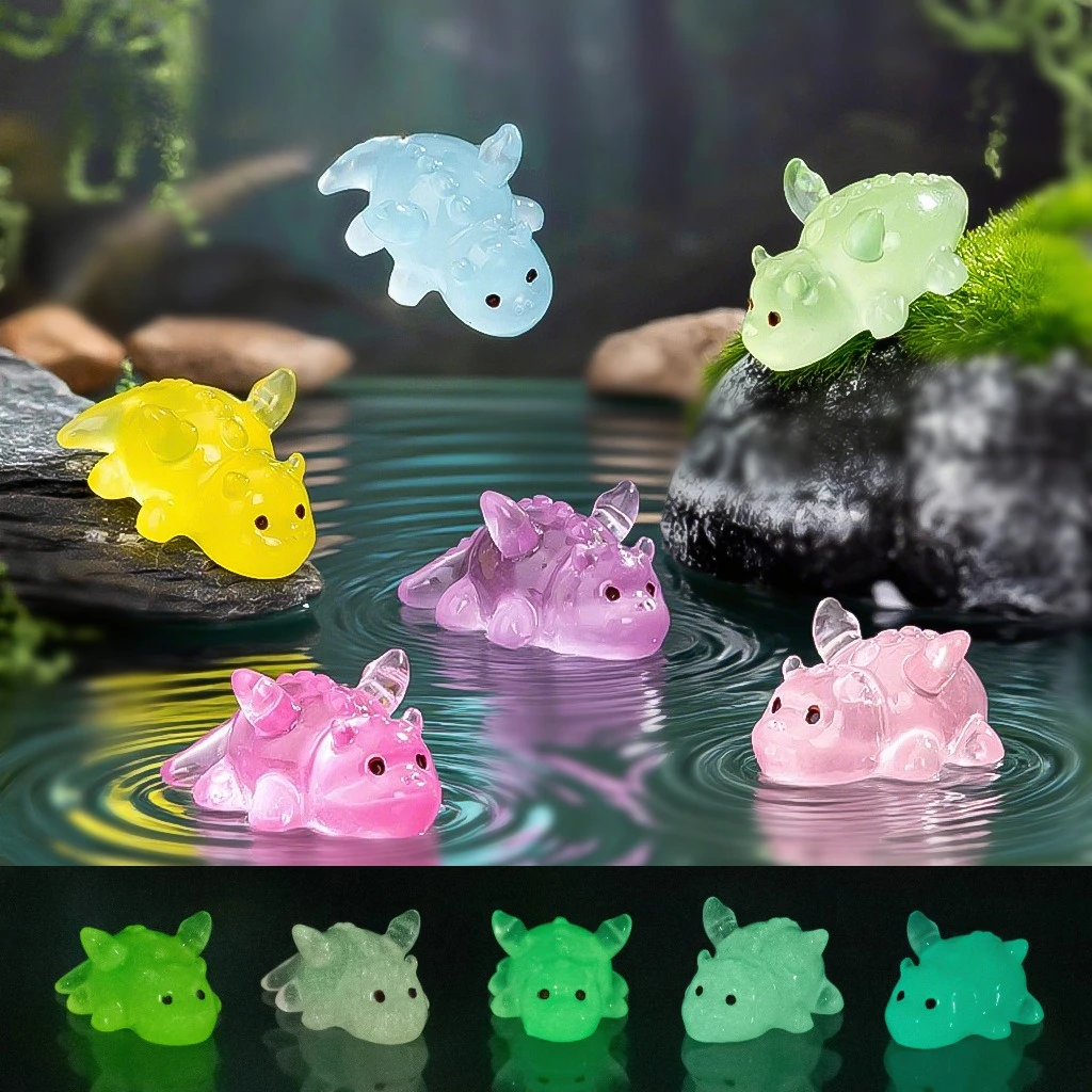 10/20/50 قطعة لطيف ديناصور صغير سيارة الحلي ليلة متوهجة مضيئة حديقة الجنية ديكور المنزل توهج في الليل زخرفة الديكور