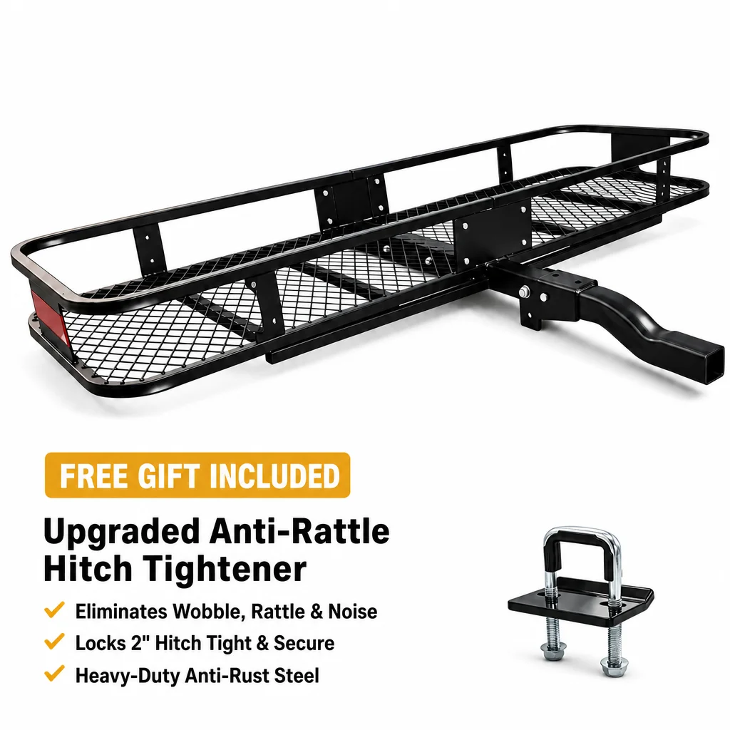 Hitch Mount Cargo Carrier 500 LBS Folding, Heavy Duty Steel Rear Luggage Basket Rack 2 inch Receiver SUV Truck Van Camping