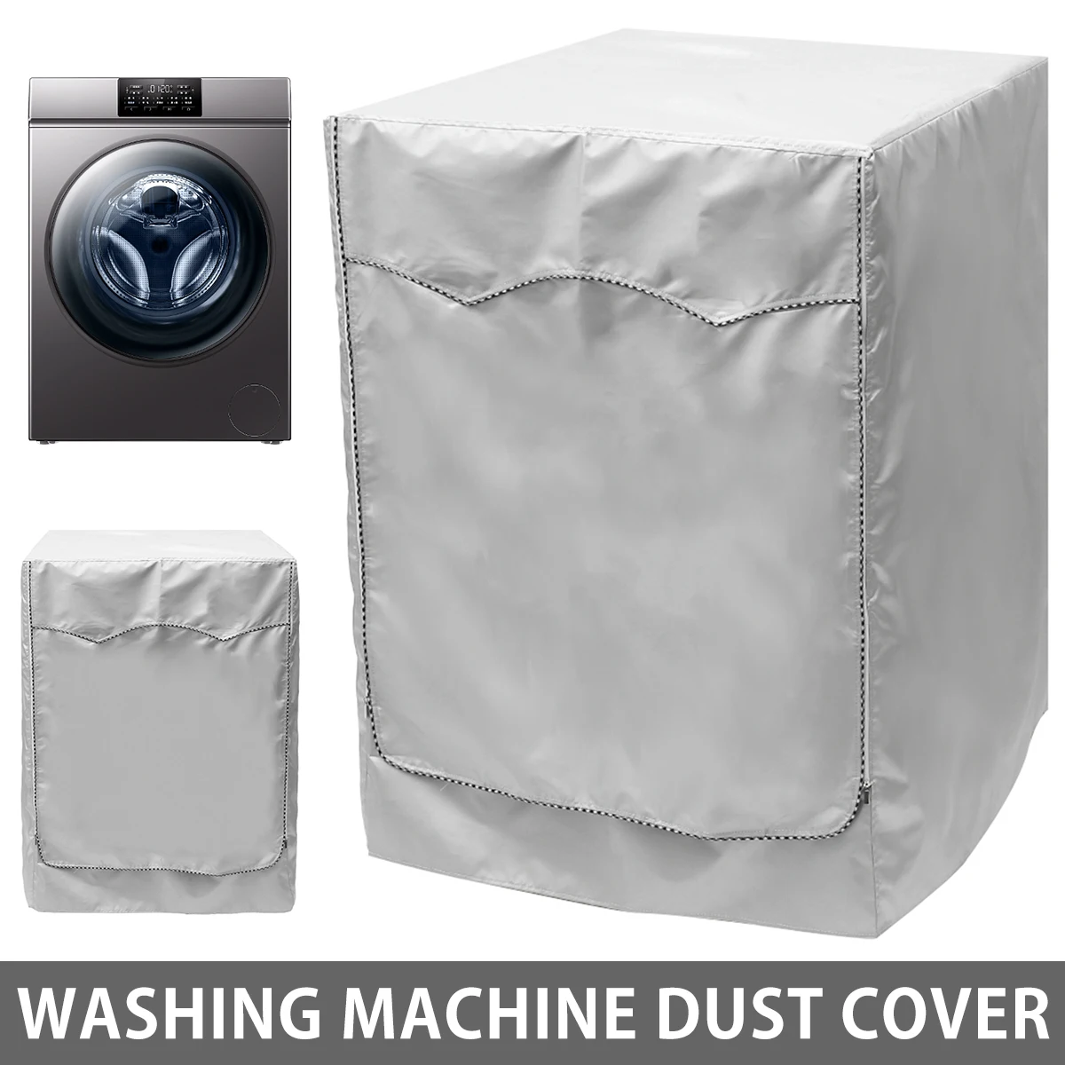 Washing Machine Cover Dryer Cover for Front-loading Machine Waterproof Dustproof Sun-Proof Washer Cover with Zipper for Most