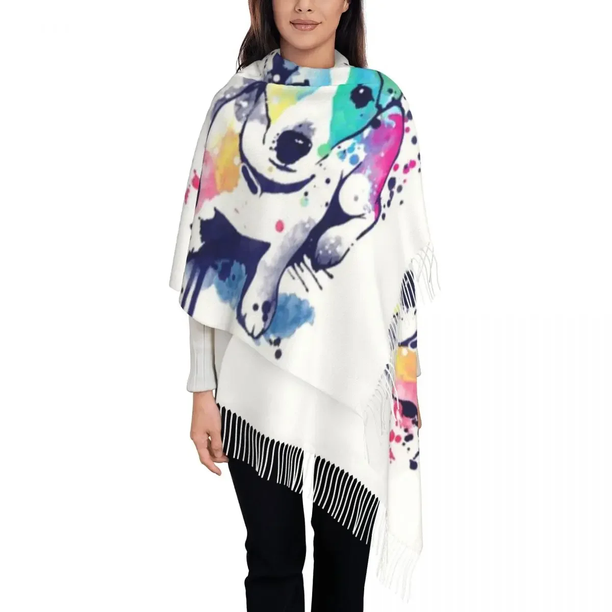

Jack Russell Terrier Dog Art Tassel Scarf Women Soft Shawls Wraps Lady Winter Fall Scarves