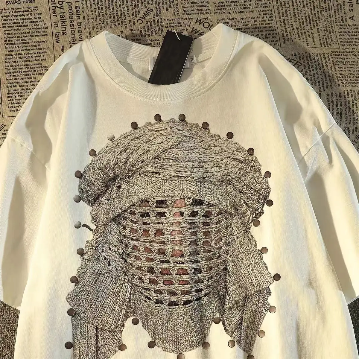 

Pure cotton heavyweight high street hip-hop retro ins short-sleeved T-shirts for men and women loose and versatile personalized