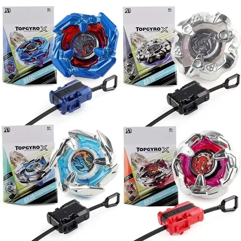TOPGYRO Battle Spinning Top Set, 4Pcs Metal Gyro with Pull Launchers, Burst Combat Toy for Kids Collection Gift