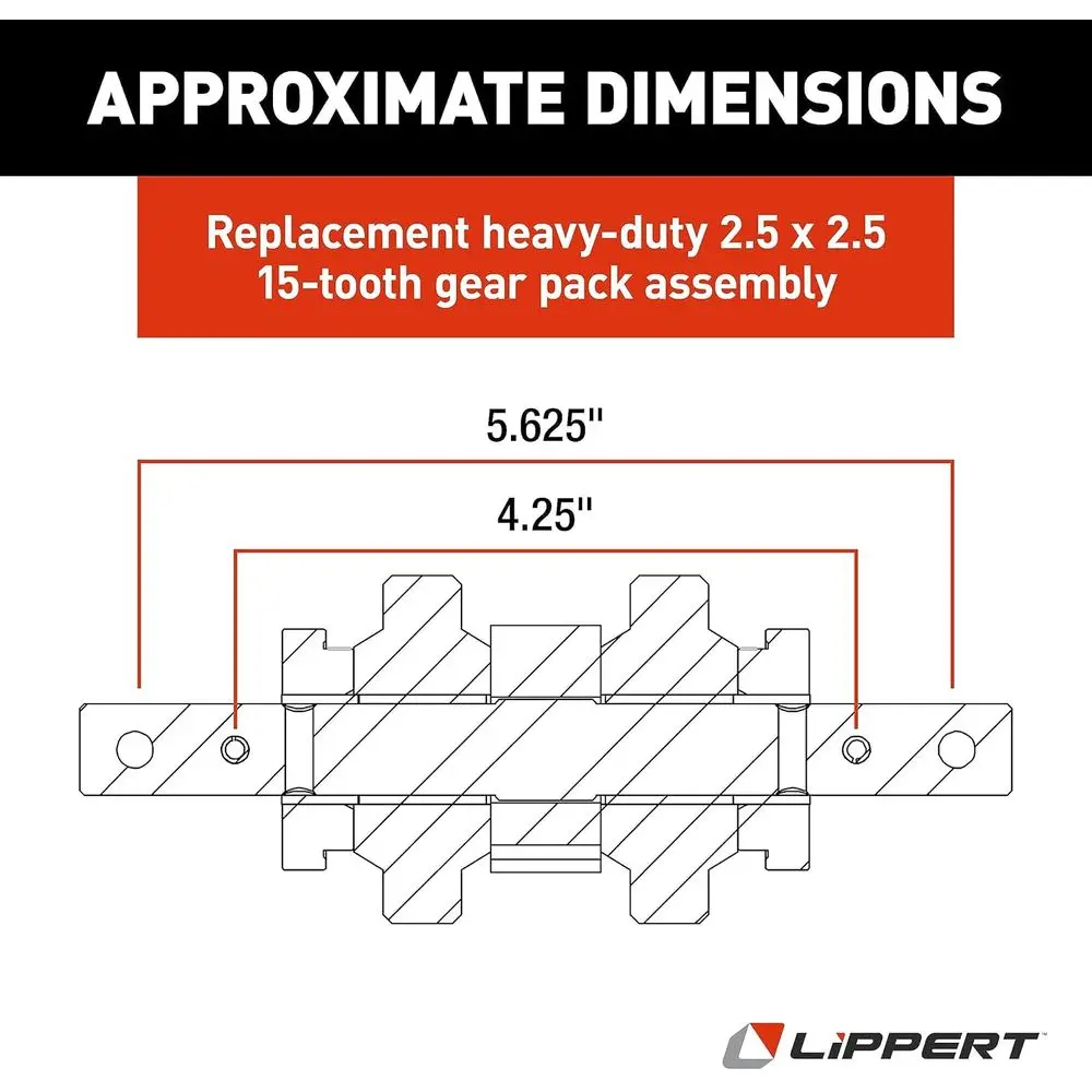 Lippert 123356 Heavy Duty RV Slide-Out Gear Pack with Steel Rollers 2.5" x 2.5"
