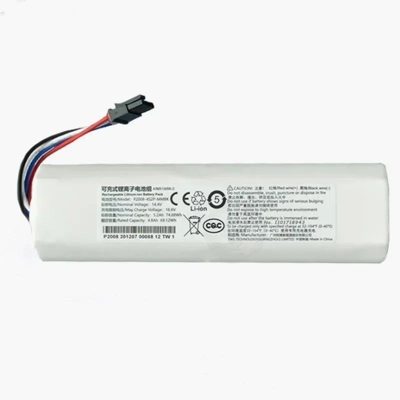 Original Battery for XIAOMI Robot Vacuum Mop Cleaner Xiaomi Robot Vacuum X10+ 5200mAh Lithium-ion Battery Pack 4INR19/66-2