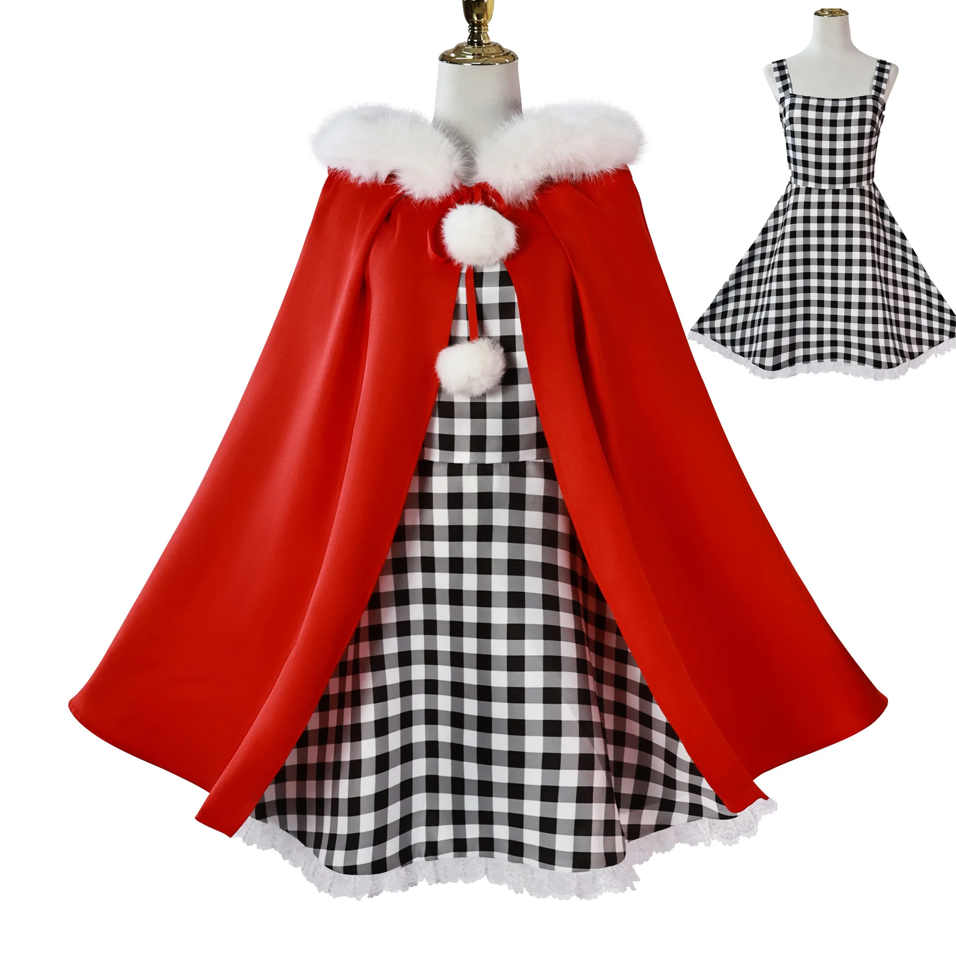 Adult Grinch Cindy Cosplay Costume Kid Cindy Dress Cape Christmas Costumes For Woman Girl Party Cosplay Full Set