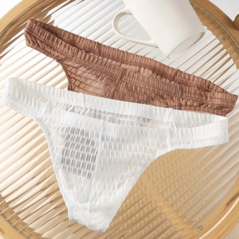 Moisture-wicking Men Thong Men's Ultra-thin Thong Underwear Low Rise G-string Bikini Briefs Sexy T-back Pouch for Comfort