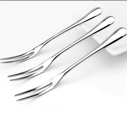 VanKood Stainless Steel Fruit Fork Dessert Fork Eco-friendly Two Tooth Dinner Forks Fork Western Style Kitchen BBQ Tool