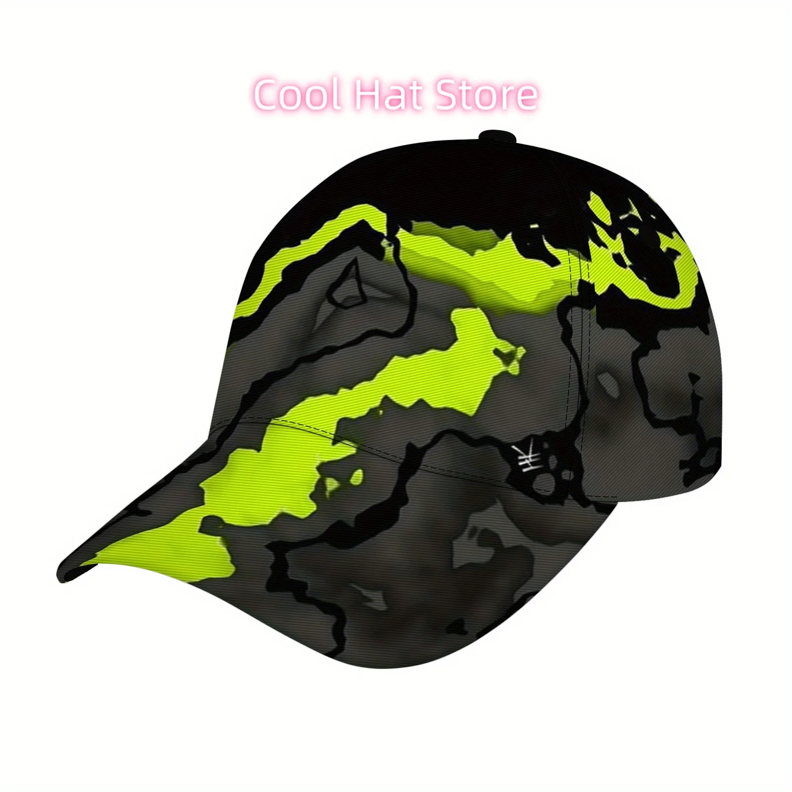 Lightweight Baseball Cap | Adjustable Flat Top Hat, Non-Stretch, Quick-Dry Sporty Design in Black/Neon Green, Suitable for Runni