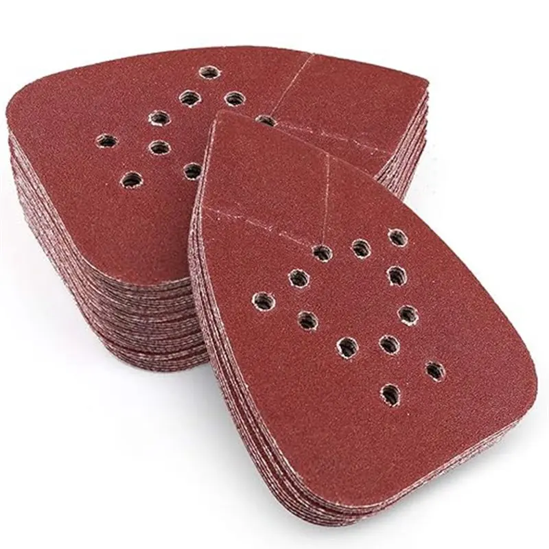 B23B Triangular Sanding Paper 30 Pcs 12 Holes Mouse Detail Sander Sandpaper For Multi-Sander Detail Palm 120 Grits