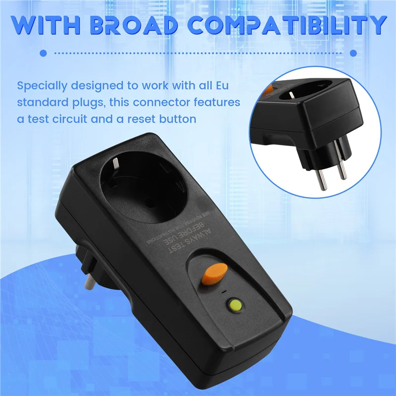 

A98E-4X 16A Gfci Leakage Protection Plug Home Circuit Breaker Cutout Switch Safety Personal Protection Plug Black,EU Plug