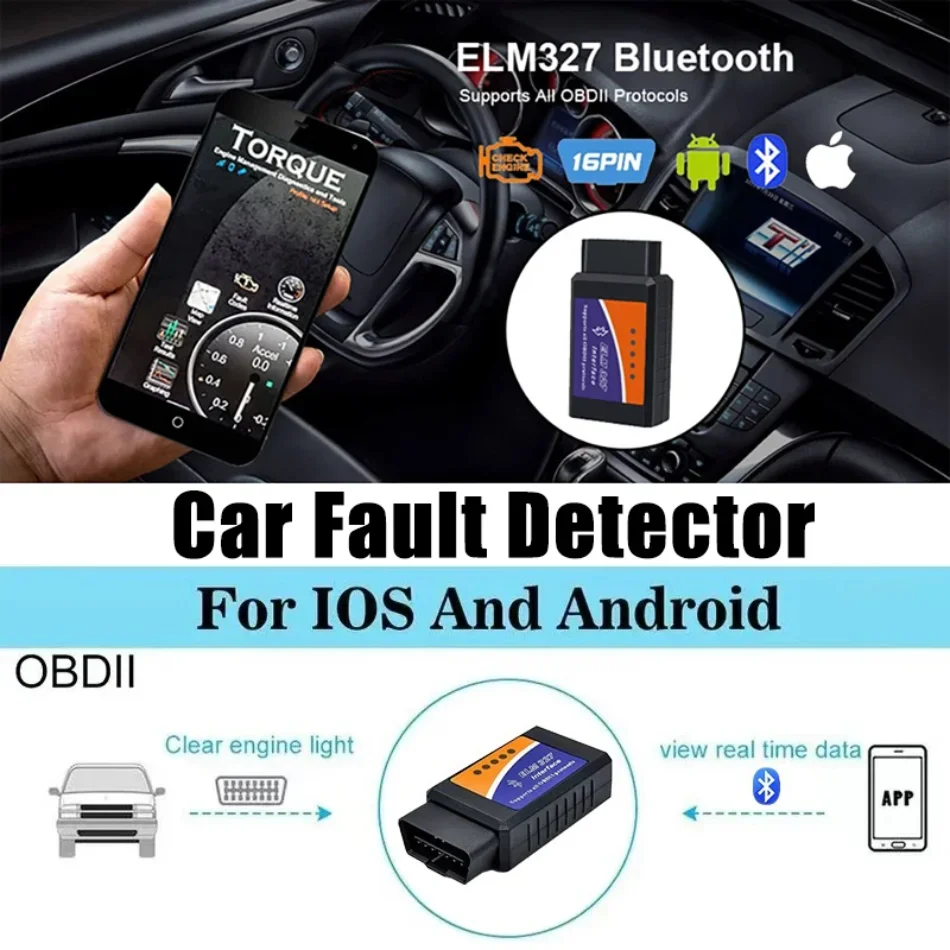 

New LM327 V2.1 OBD2 Scanner Bluetooth Car Diagnostic Tool for Android /IOS PK Vgate Icar2 Car Fault Detector Code Reader