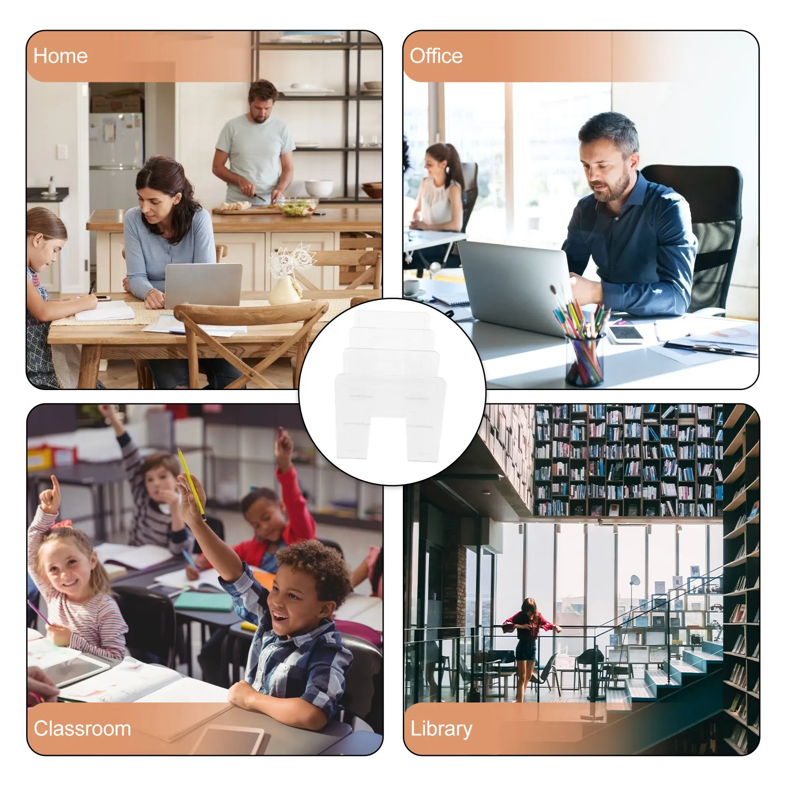 

2 Pcs Books and Stationery Clear Stand Storage Organizer Holder Support for Desk Rack Display